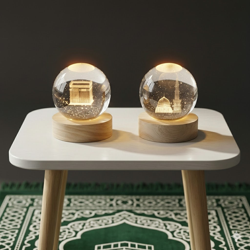 3D Islamic Madina sharif & Kaba ShrifCrystal Ball Lamp (Pack of 2)