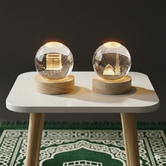 3D Islamic Madina sharif & Kaba ShrifCrystal Ball Lamp (Pack of 2)